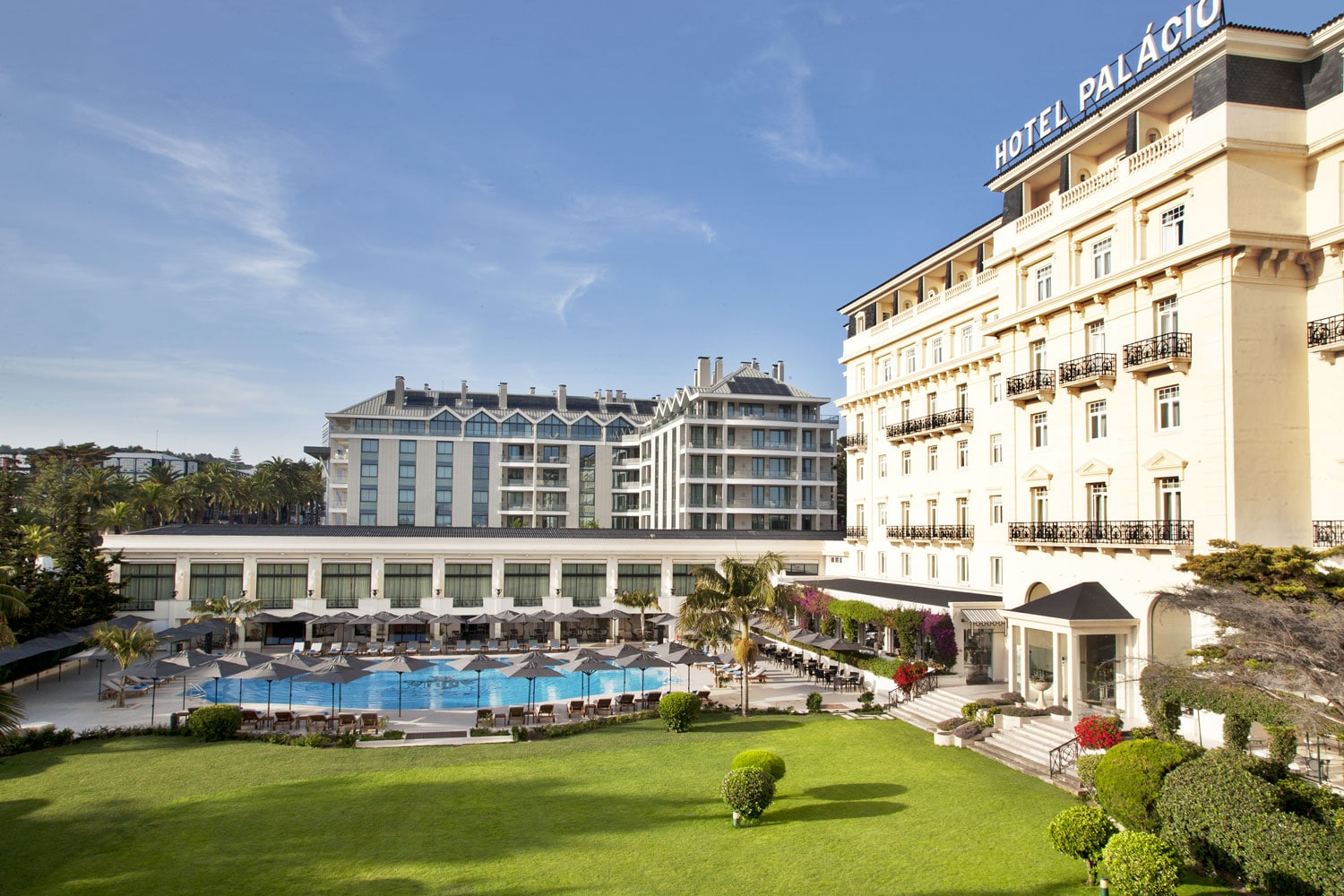 The exterior of the Hotel Palacio Estoril, near Lisbon, Portugal