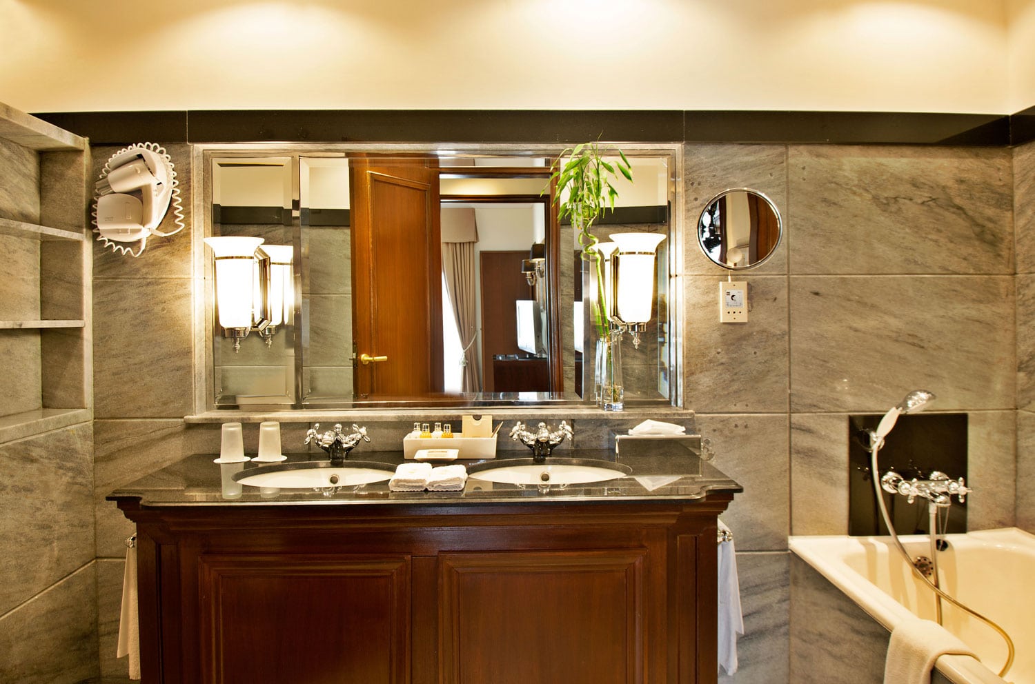 A hotel bathroom at Hotel Palacio Estoril, near Lisbon, Portugal