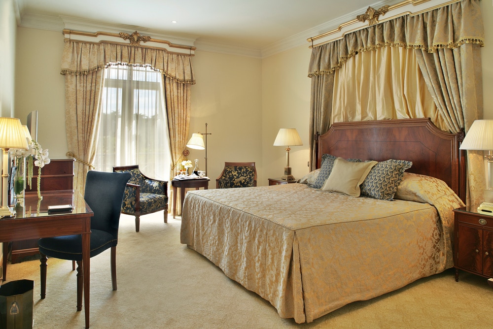 A stunning bedroom at Hotel Palacio Estoril, near Lisbon, Portugal