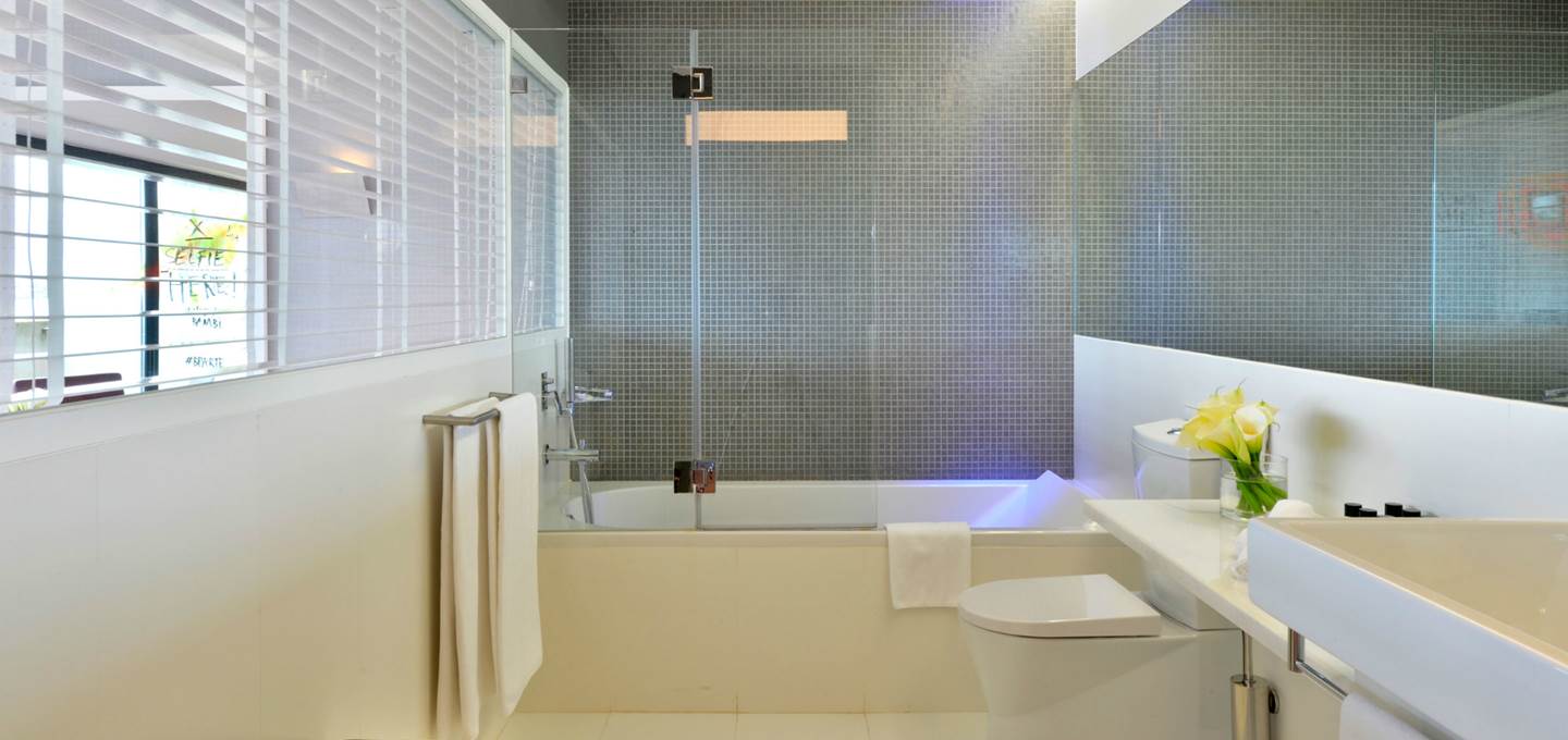 A large bathroom at the Pousada Citadela Cascais, near Lisbon, Portugal