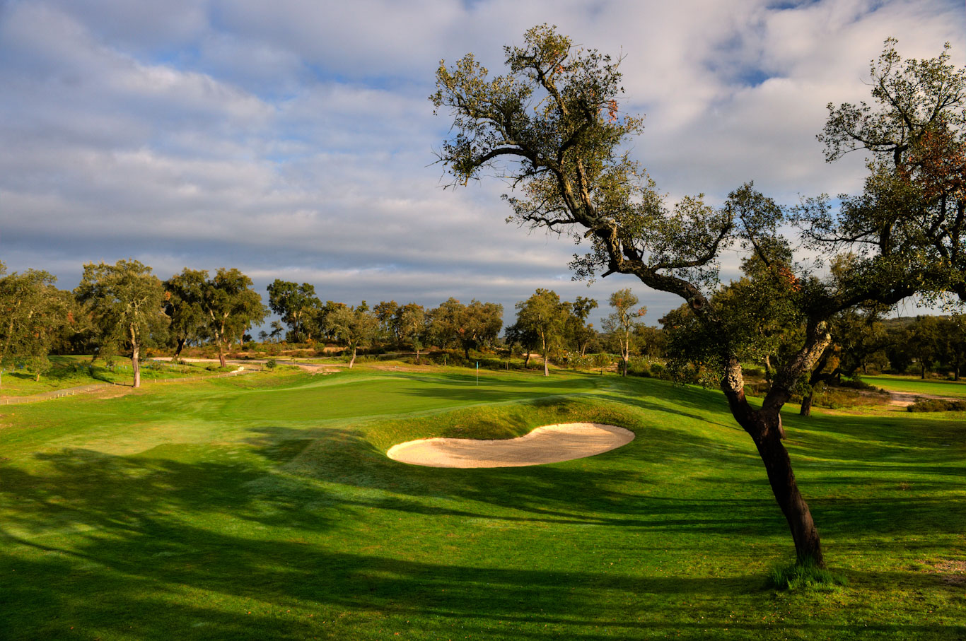 The first green at Ribagolfe, Coruche, Portugal