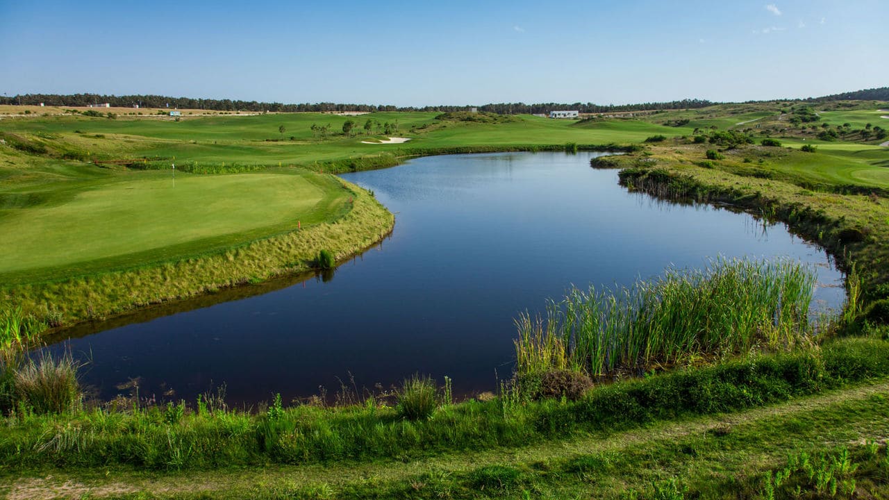 Water hazard on Royal Obidos Golf course, Lisbon, Portugal