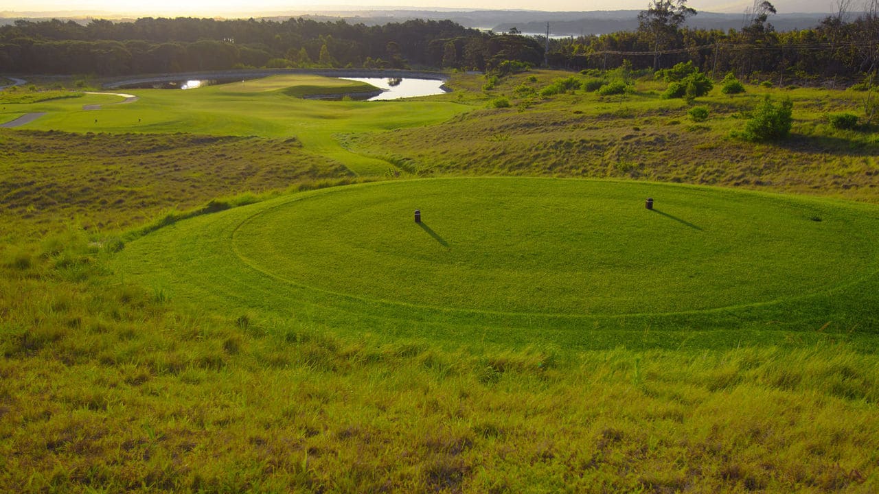 On the tee at Royal Obidos golf course, Lisbon, Portugal