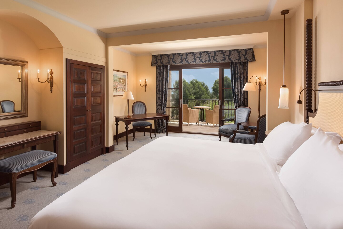 A Deluxe bedroom with balcony at Castillo Hotel Son Vida, Mallorca