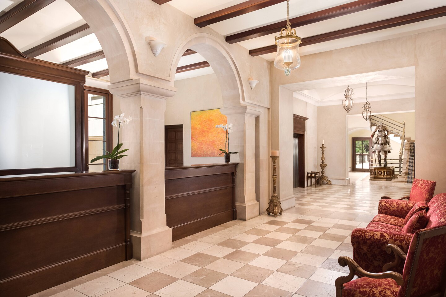 The reception at Castillo Hotel Son Vida, Mallorca