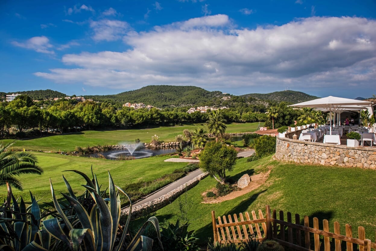 Lunch on the terrace at Golf de Andratx, Mallorca. Golf Planet Holidays