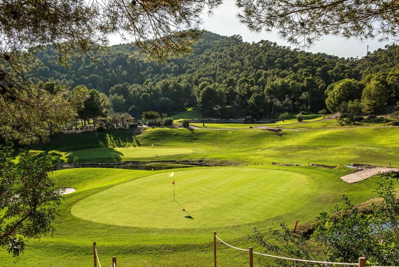 On the green at Golf de Andratx, Mallorca. Golf Planet Holidays