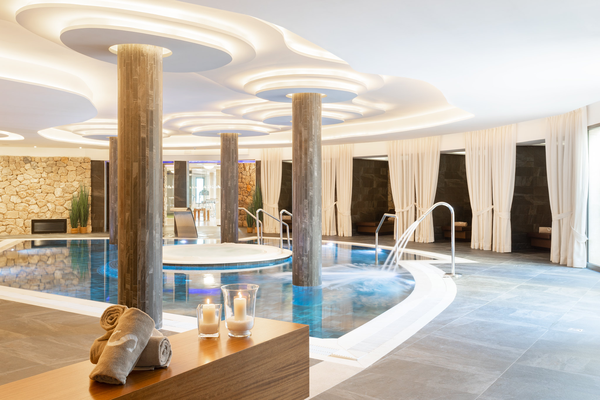 The indoor spa pool at Pure Salt Port Adriano hotel Calvia, Mallorca