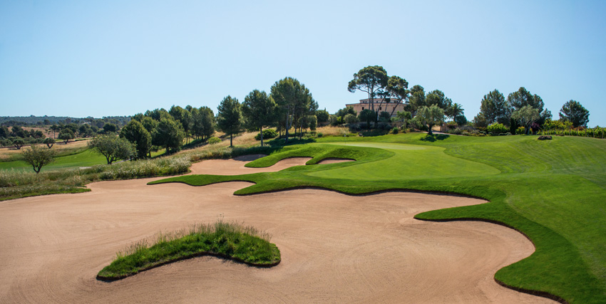 Imposing bunkers on Son Gual Golf Course, Palma, Mallorca