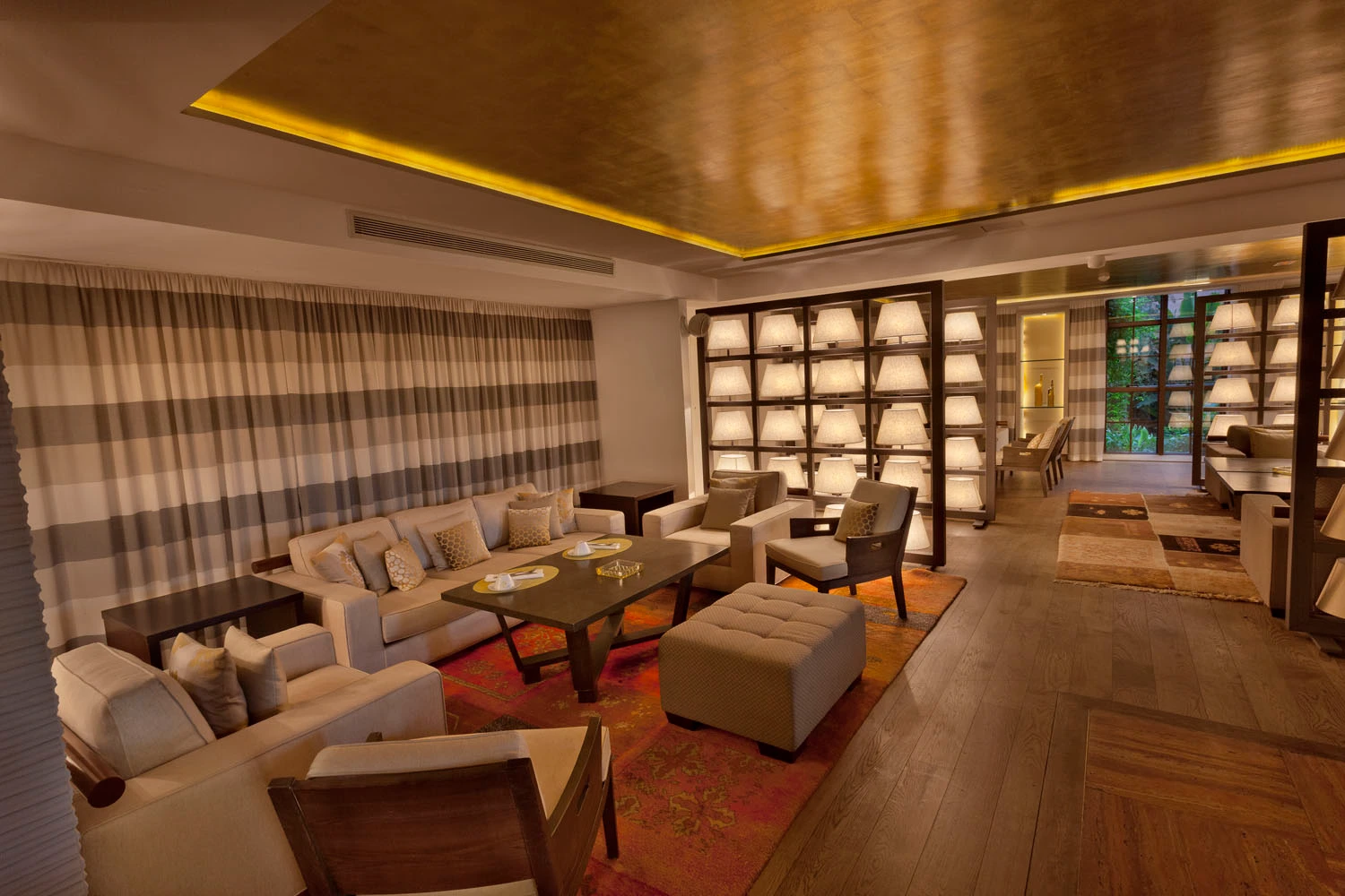 The lounge at Pickalbatros Hotel du Golf Marrakech Palmeraie Morocco. Golf Planet Holidays.