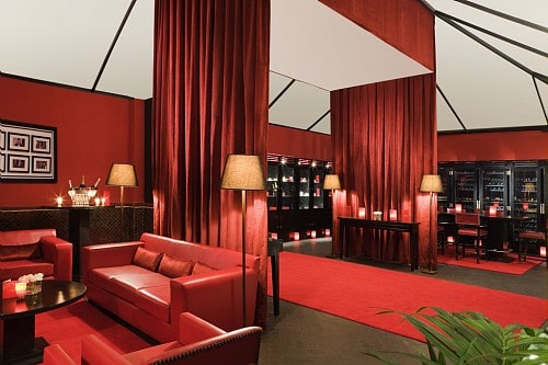 Stylish bar at Hotel and Ryads Barriere Le Naoura, Marrakech, Morocco