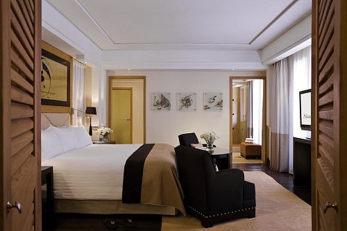 Double bedroom at Hotel and Ryads Barriere Le Naoura, Marrakech, Morocco