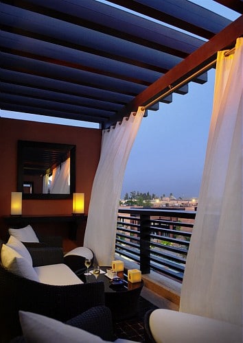 Night views from your balcony at Hotel and Ryads Barriere Le Naoura, Marrakech, Morocco