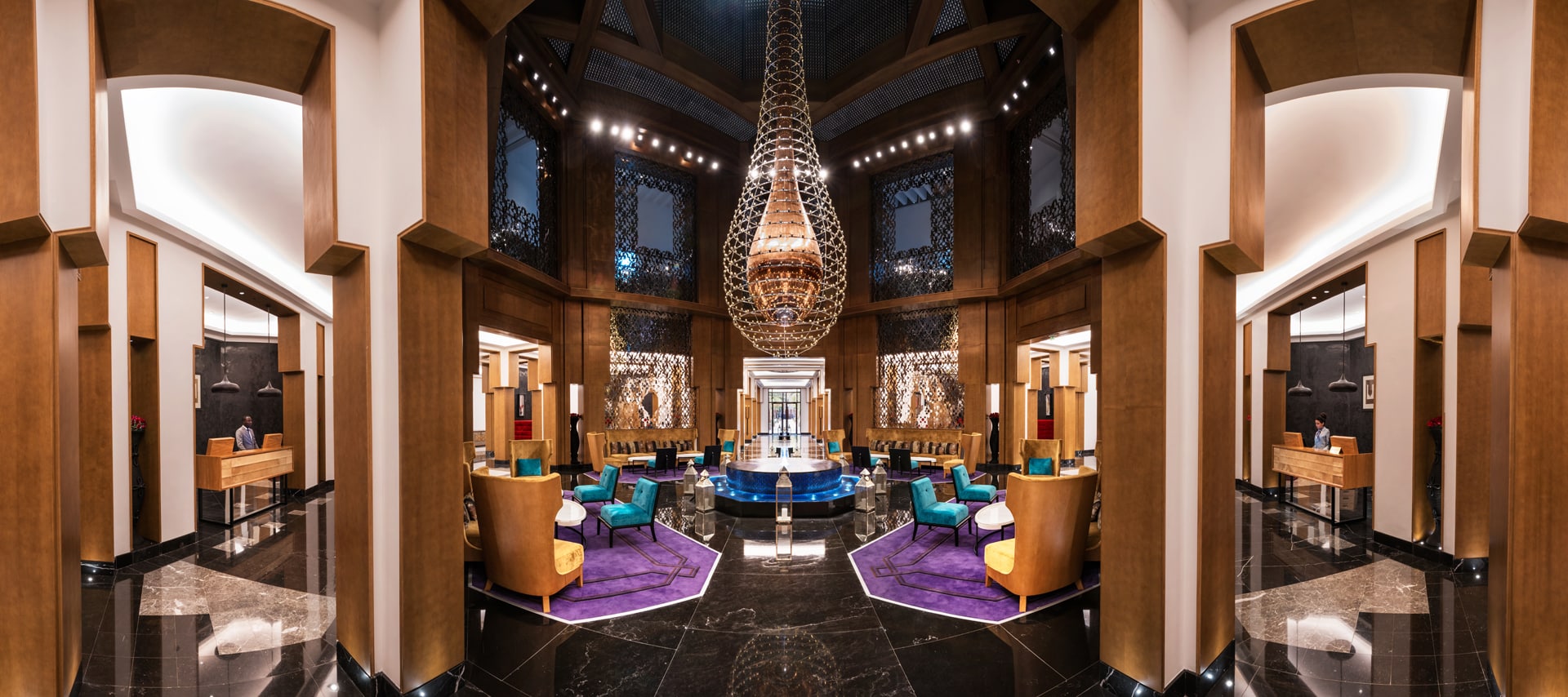 The stunning bar at MÃ¶venpick Hotel Mansour Eddahbi, Marrakech, Morocco.