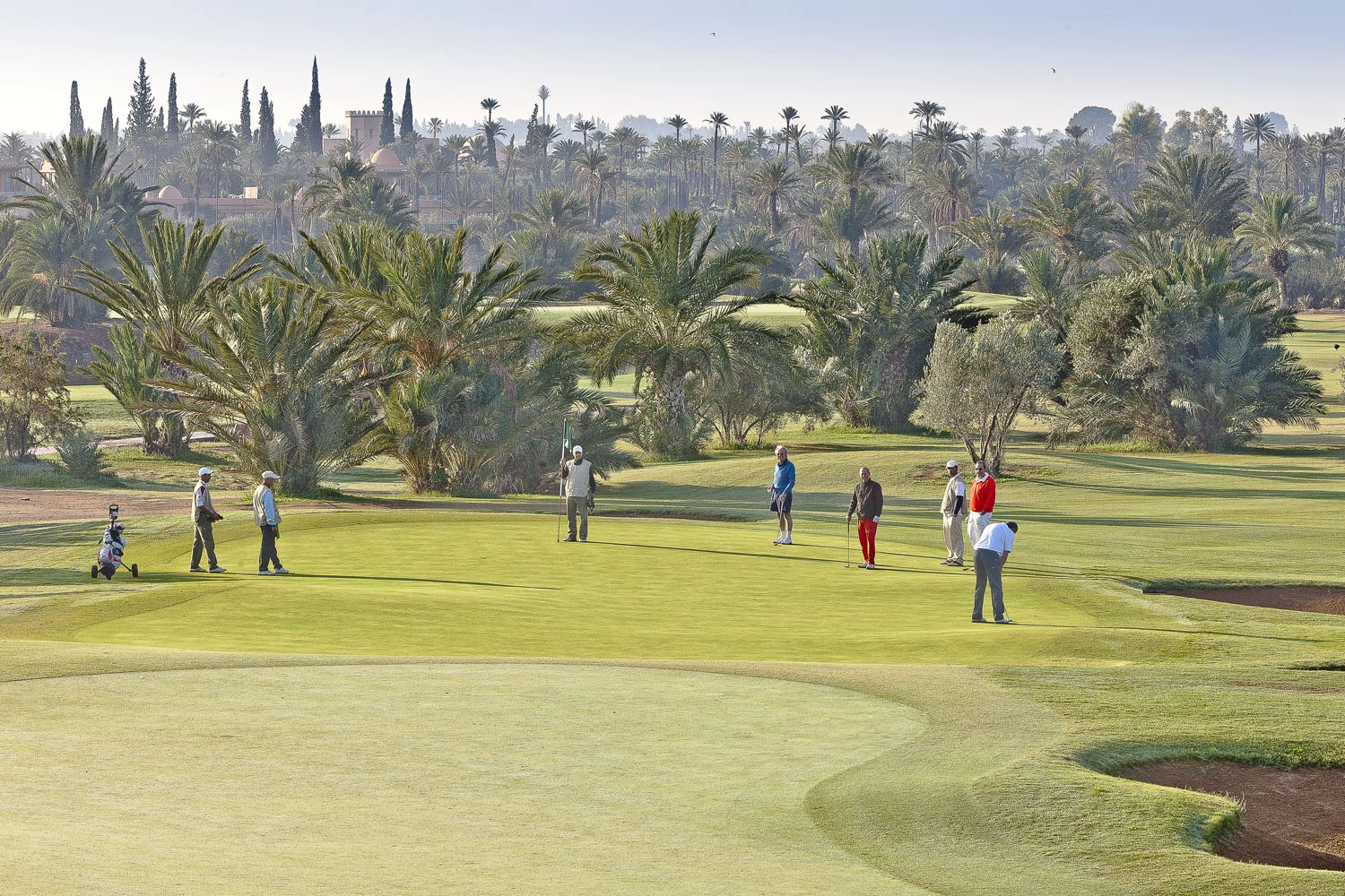 On the green at Pickalbatros Golf Club Palmeraie, Marrakech, Morocco. Golf Planet Holidays