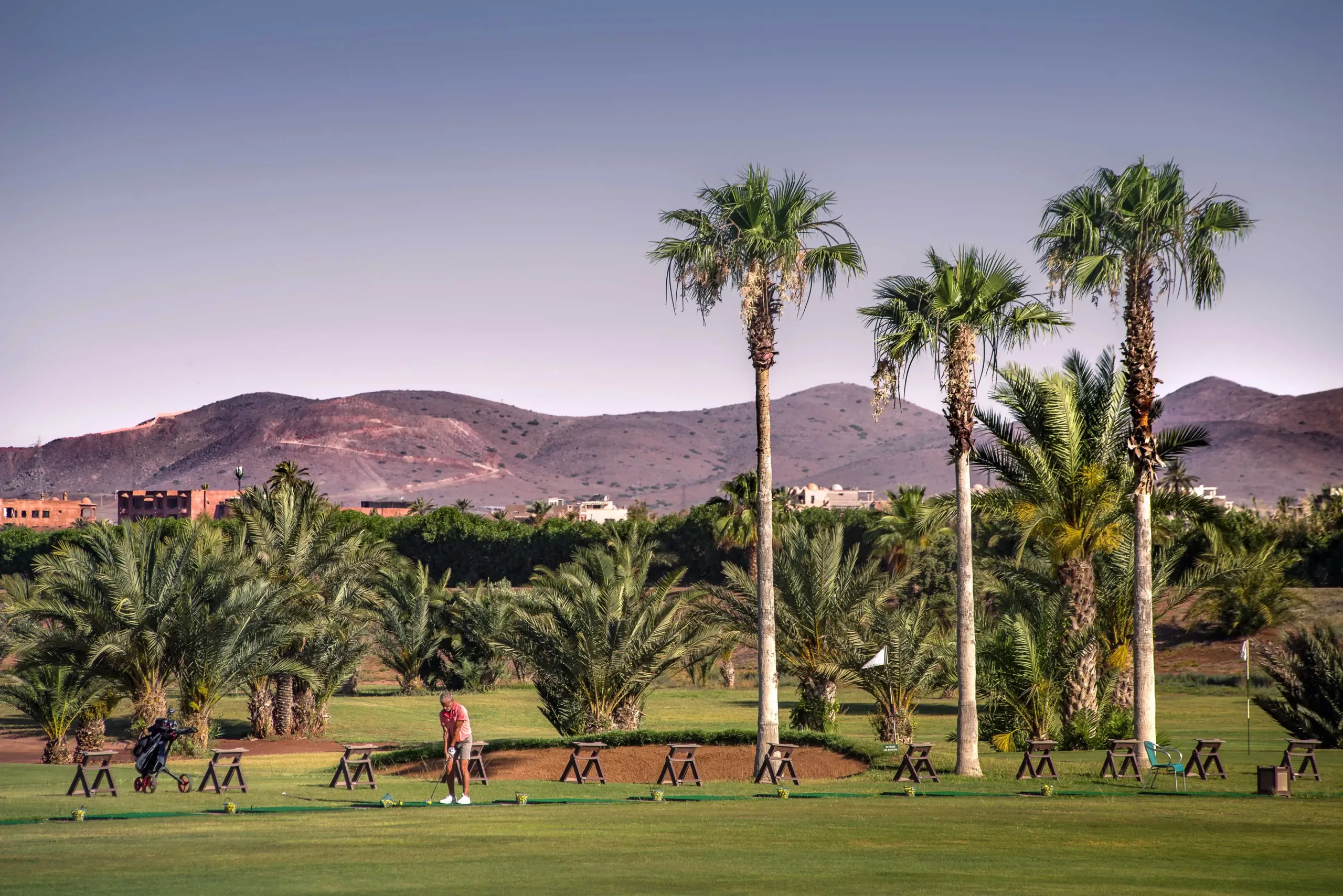 The practice range at Pickalbatros Golf Club Palmeraie, Marrakech, Morocco. Golf Planet Holidays