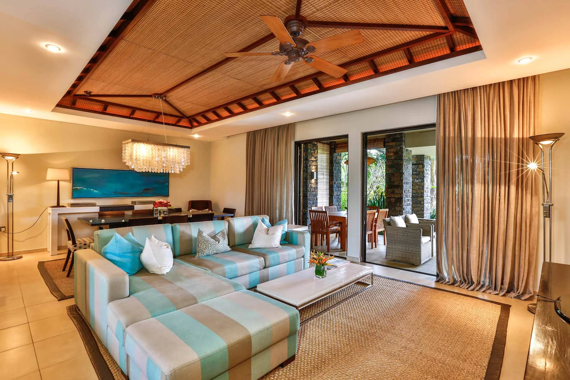 The lounge in your apartment at Anahita Golf and Spa Resort, Mauritus. Golf Planet Holidays.