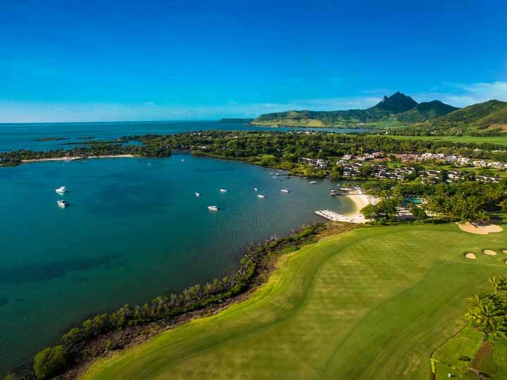 Fairway to the sea at Anahita Golf and Spa Resort, Mauritus. Golf Planet Holidays.