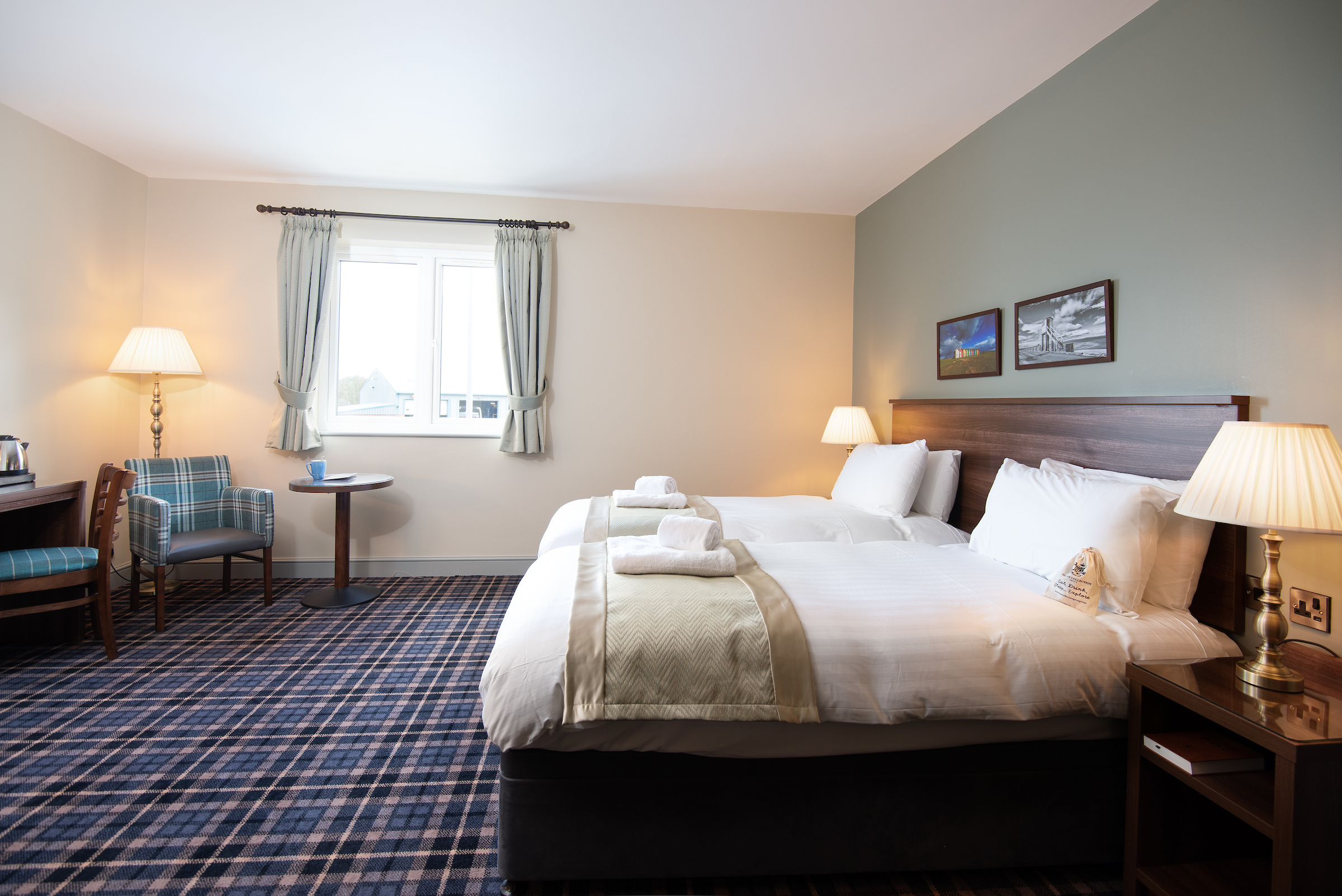Large twin bedroom at The Amble Inn, Amble, England