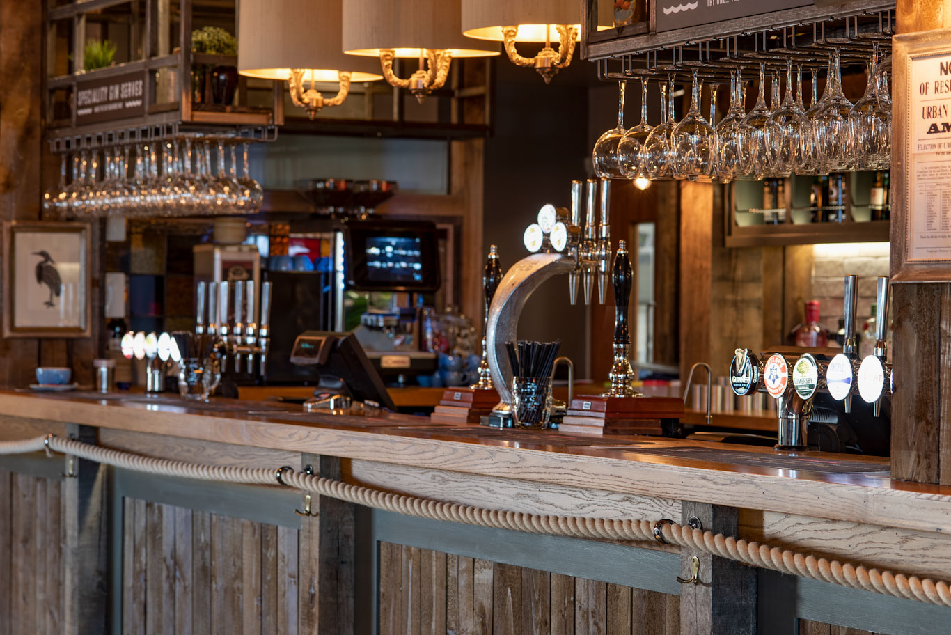 Drink in the bar at The Amble Inn, Amble, England