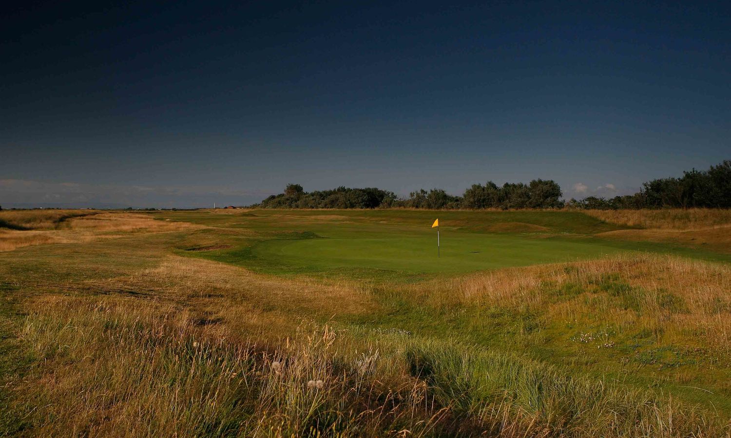 The fifth green at Hesketh Golf Club, Southport, England