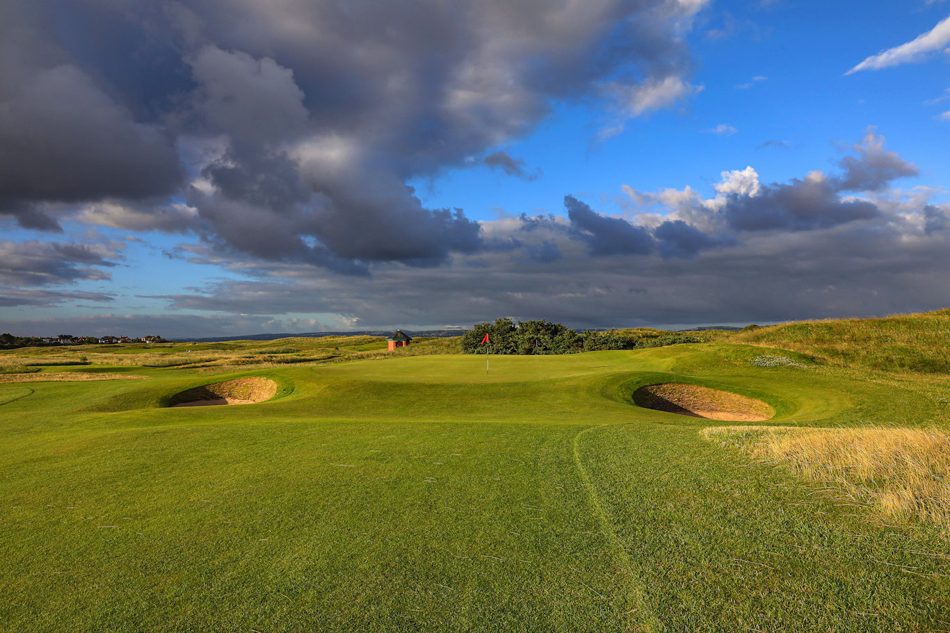 Approaching the green at Royal Liverpool Golf Course, Merseyside, England