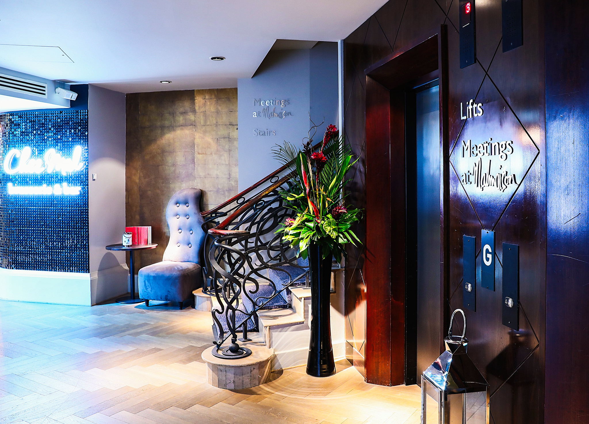 The lobby at Malmaison Hotel, Leeds, Yorkshire, England