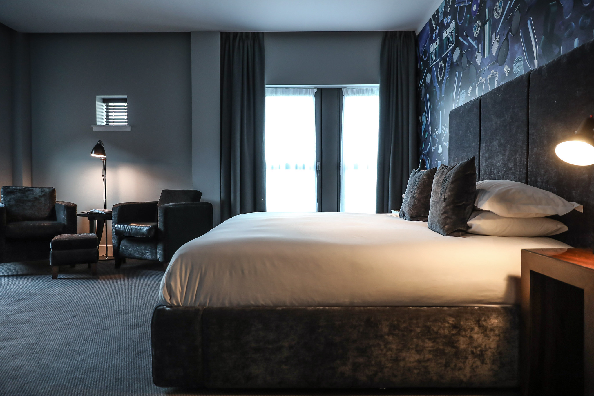Comfortable bedrooms at the Malmaison Hotel, Leeds, England