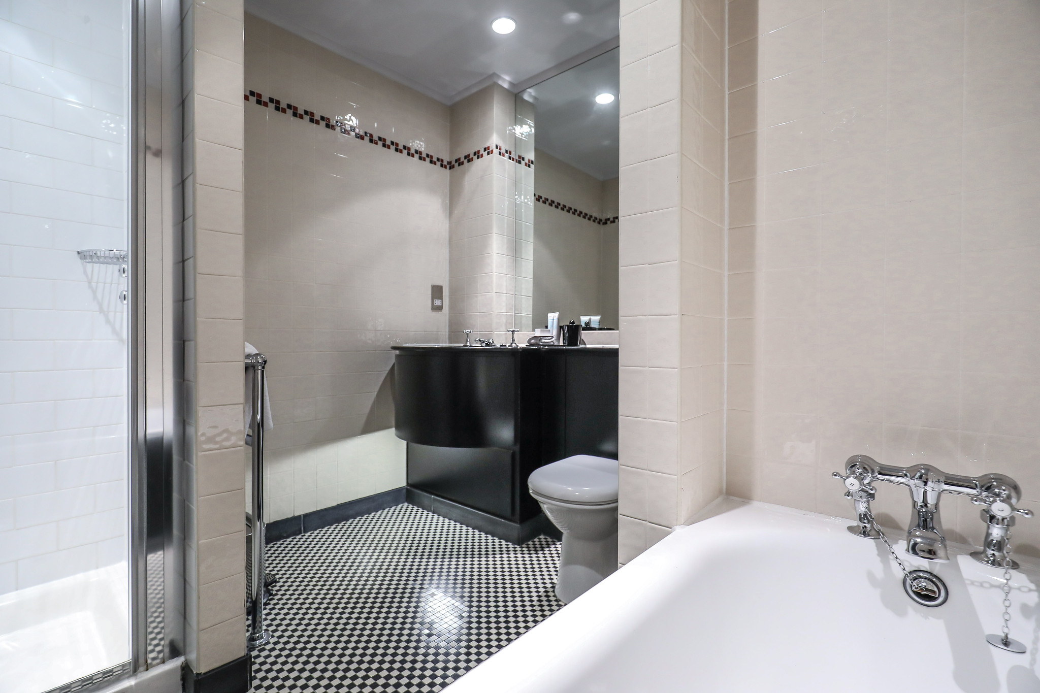 A hotel bathroom at Malmaison Hotel, Leeds, England