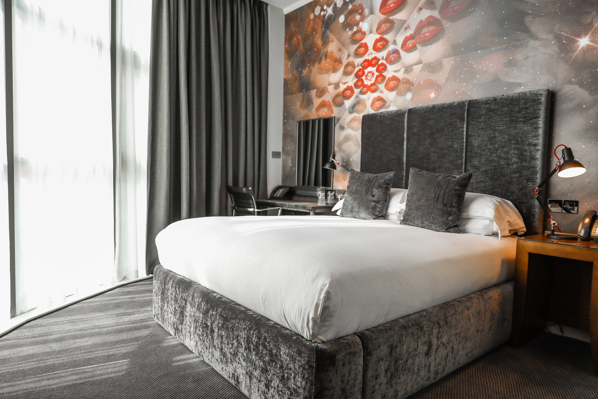 Stylish bedroom at Malmaison Hotel, Leeds, England