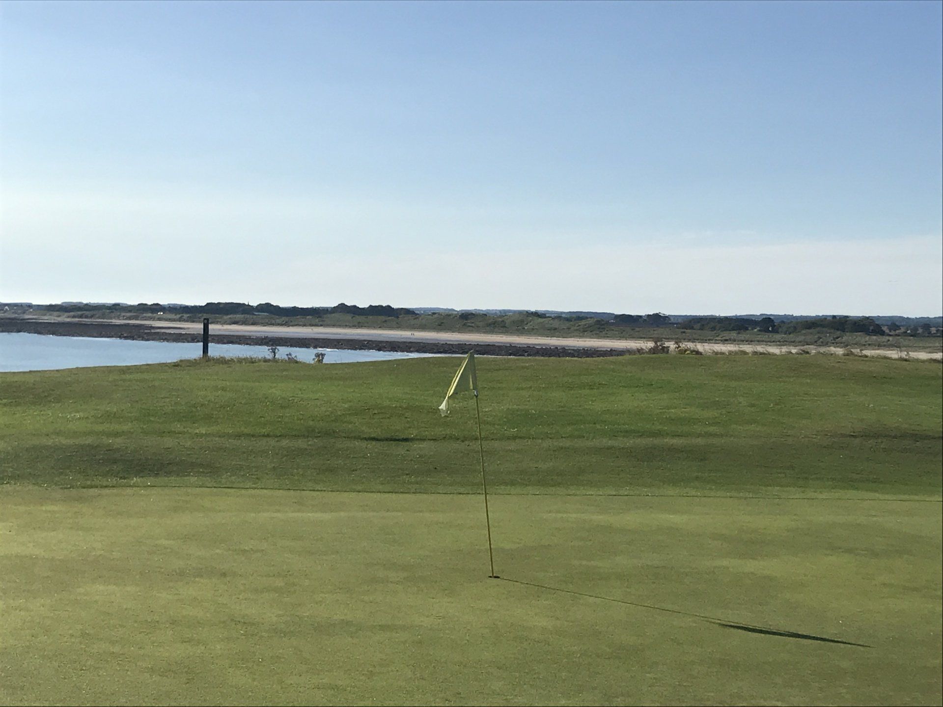 Immaculate green at Seahouses Golf Club, Northumberland, England