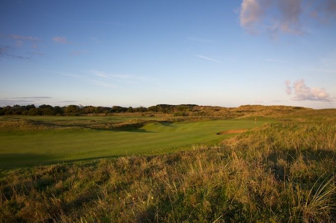 Across the fairways at Wallasey Golf Club, The Wirral, England