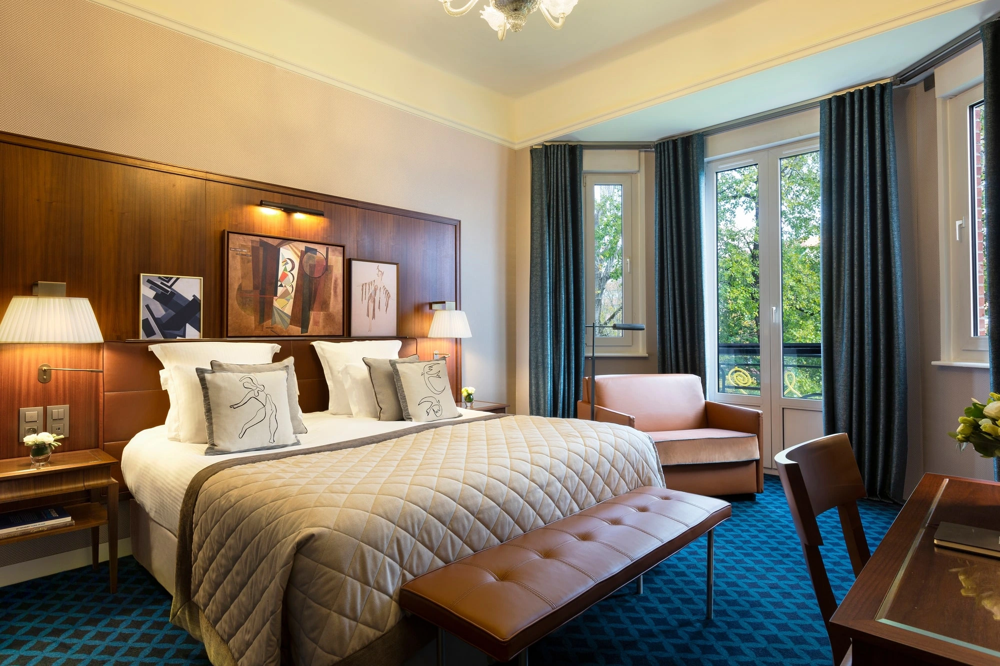 A double bedroom at Hotel Barriere Le Westminster, Le Touquet, Northern France. Golf Planet Holidays.