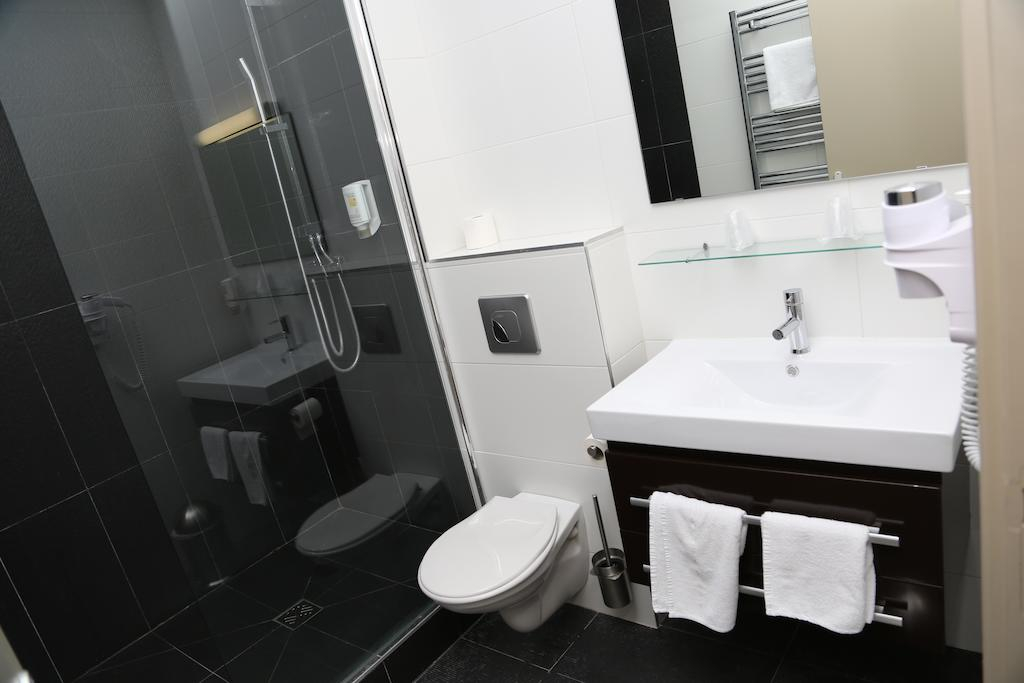 A bathroom at Hotel du Centre, Wimereux, Northern France