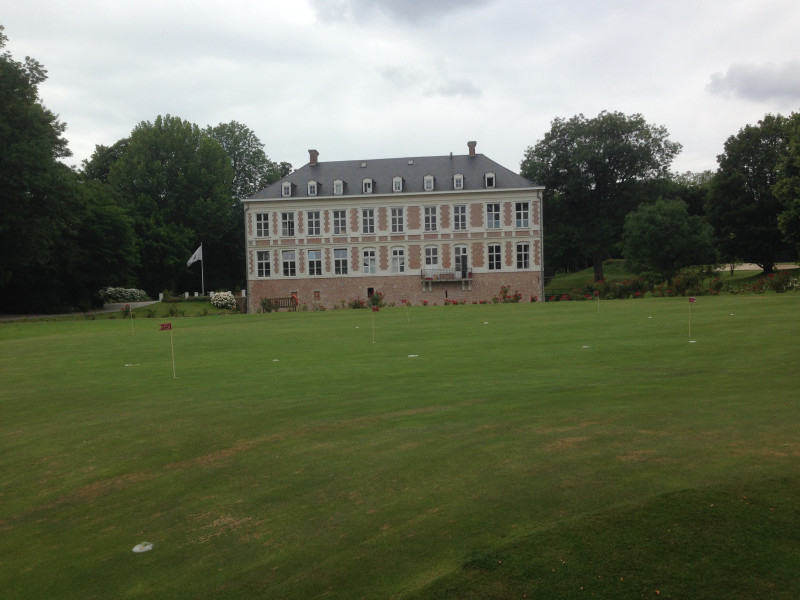 The practice green at Le Sart golf club, Lille, Northern France