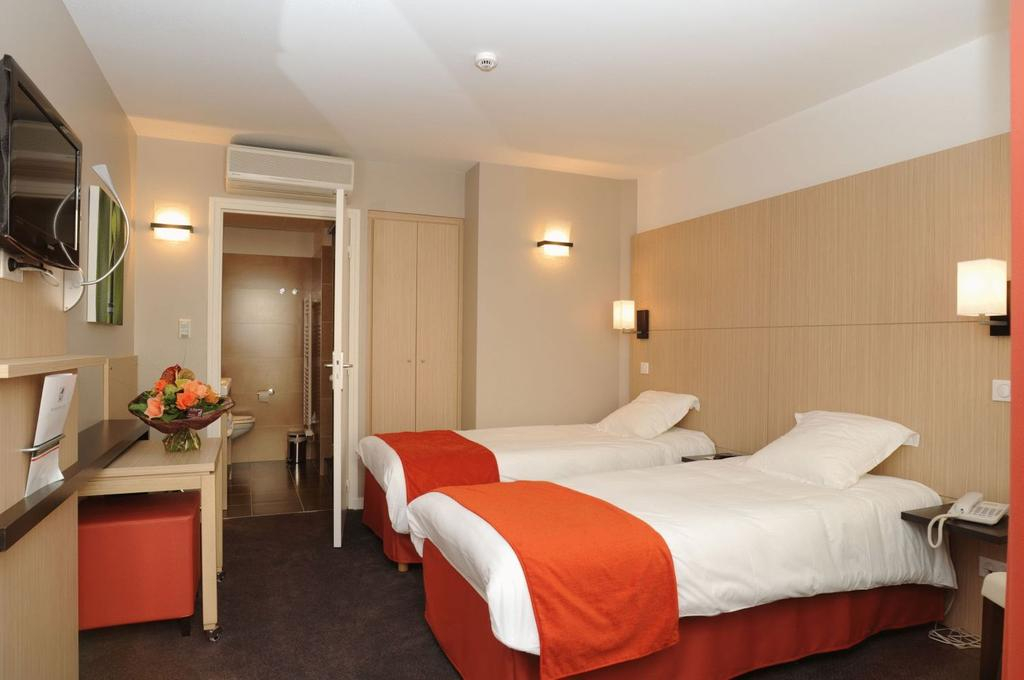 A twin room at The Red Fox hotel, Le Touquet, France