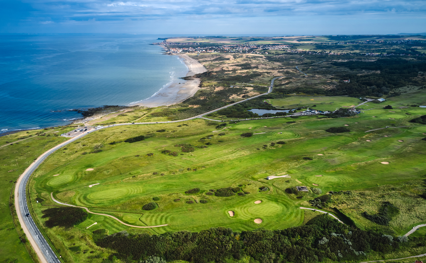 Bird's eye view over Wimereux Golf Course, Northern France. Golf Planet Holidays.