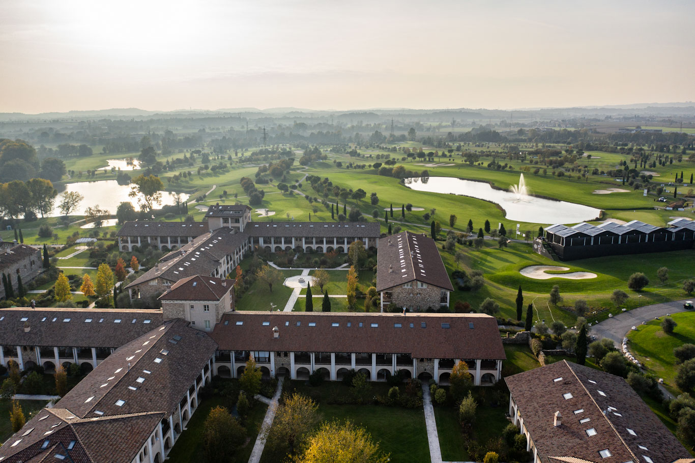 Aerial view of Chervo Golf Spa and Resort, Pozzolengo, Italy