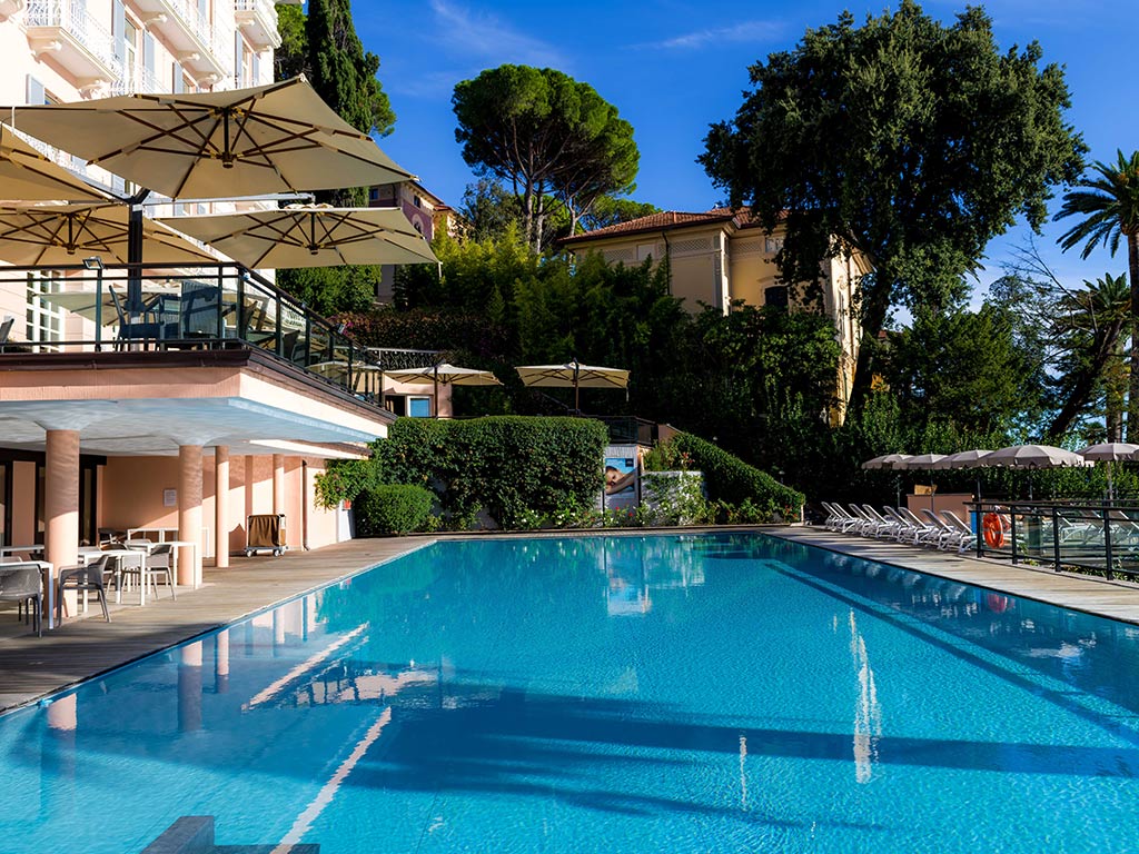 The lovely outdoor pool at Grand Hotel Bristol, Stresa, Italy