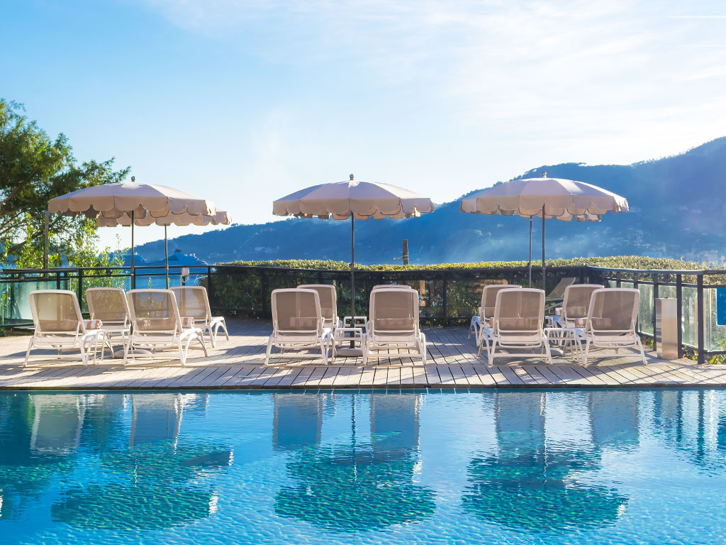 By the pool at Grand Hotel Bristol, Stresa, Italy