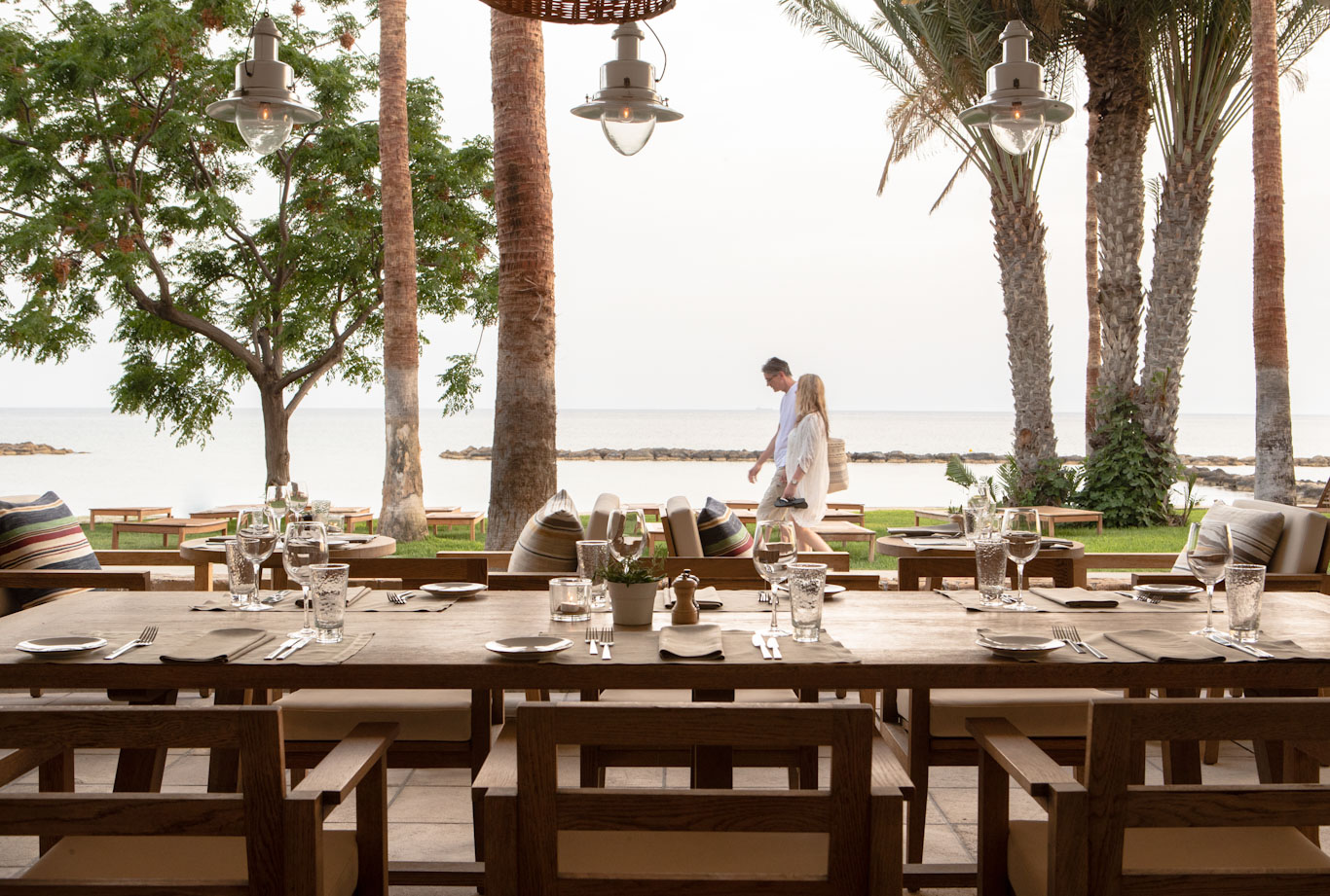 Mediterraneo Restaurant outdoor dining at the Annabelle Hotel, Paphos, Cyprus