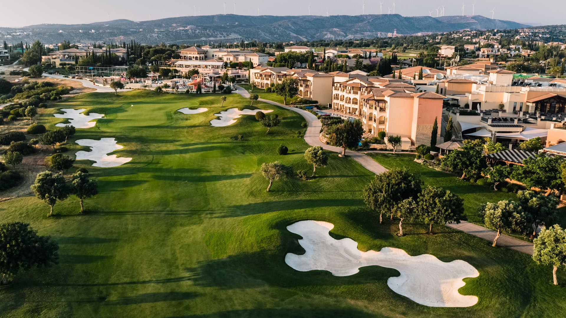 A bird's eye view over Aphrodite Hills Golf Resort, Paphos, Cyprus