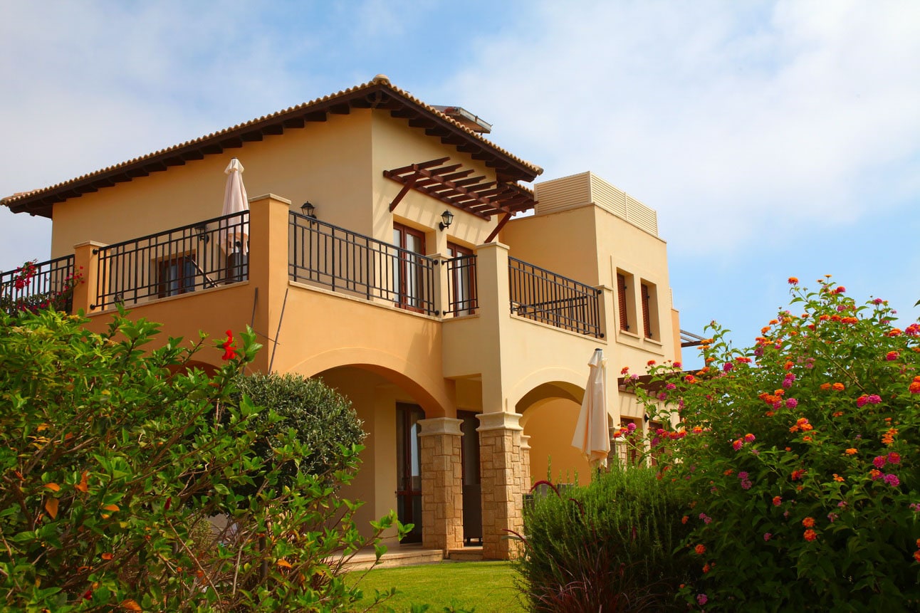 The exterior of the apartments at Aphrodite Hills Holiday Residences, Cyprus
