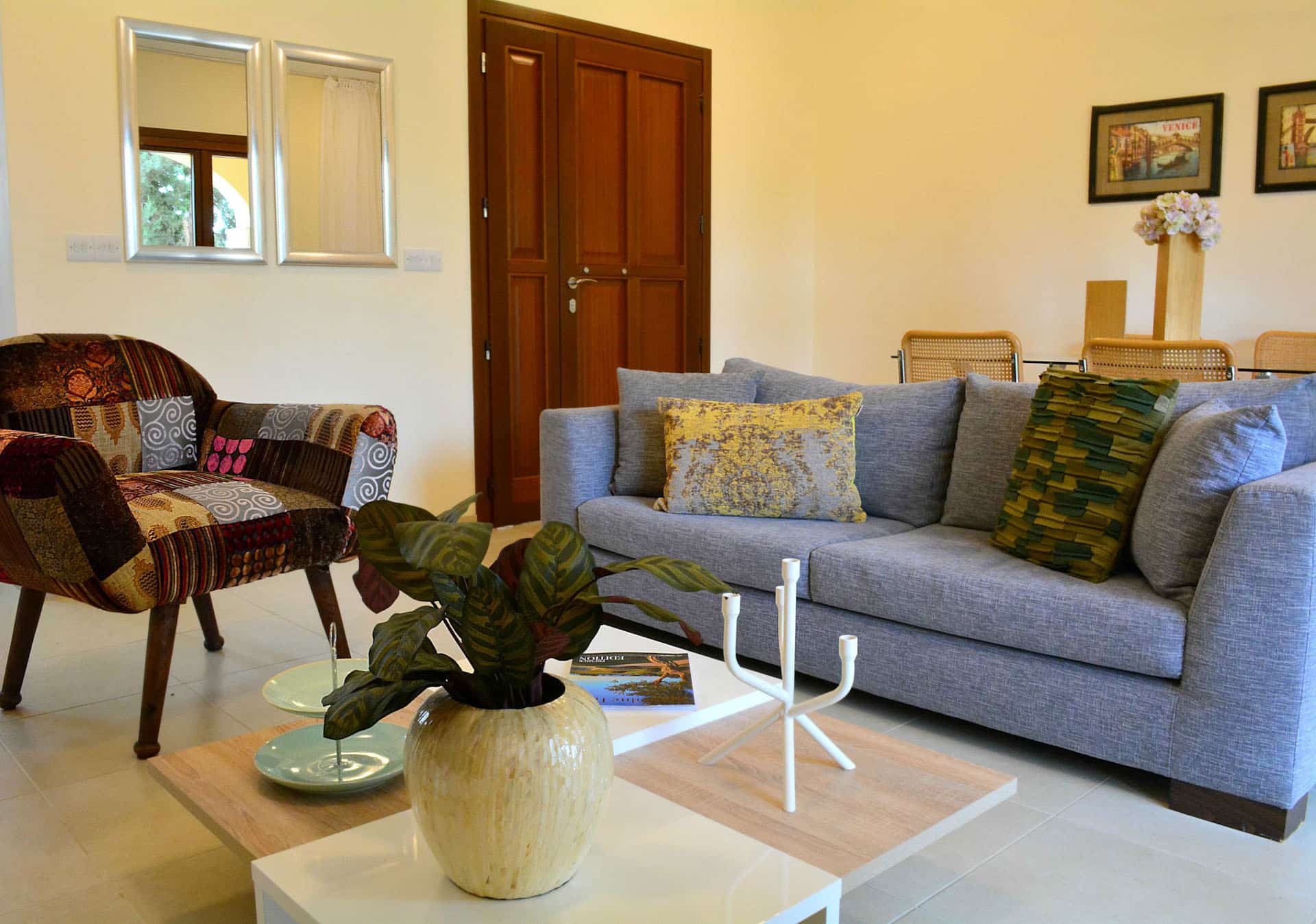 A typical lounge in a two-bedroom apartment at Aphrodite Hills Holiday Residences, Paphos, Cyprus