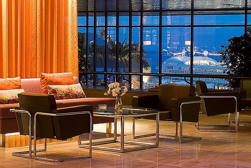 The cruise ships come in alongside Pestana Casino Park hotel Madeira