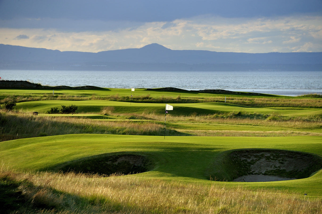 Views over the greens at Craigielaw Golf Club, East Lothian, Scotland