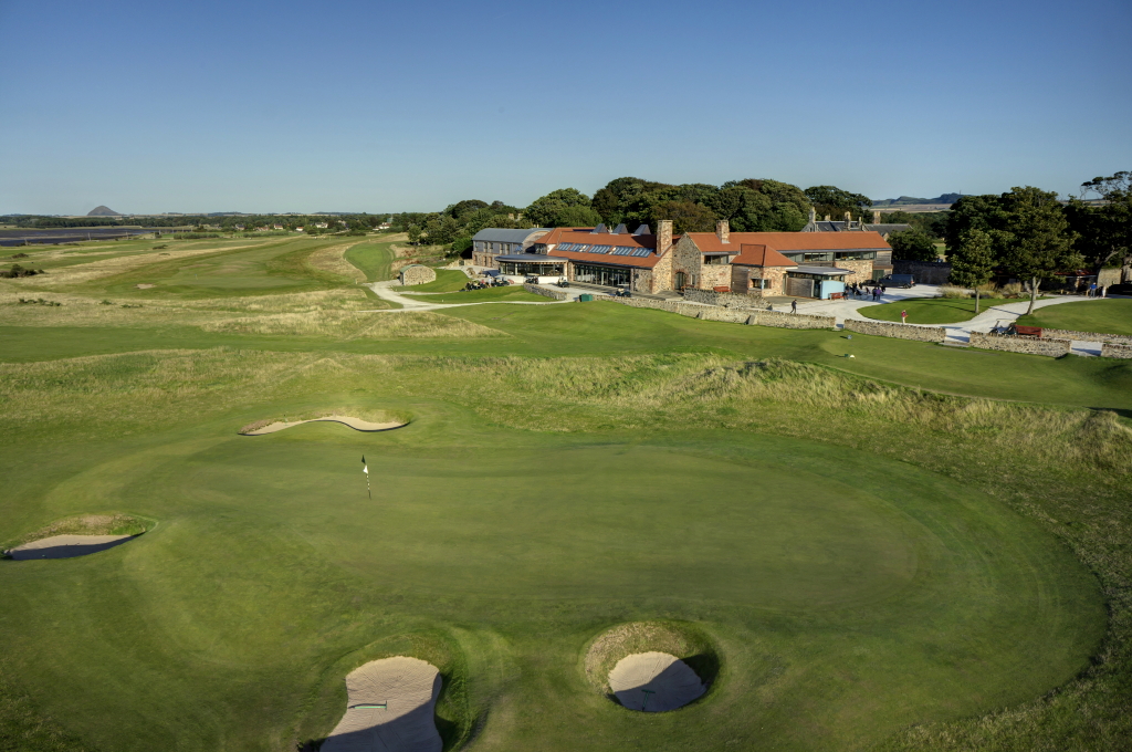 Pot bunkers at Craigielaw Golf Club, Scotland
