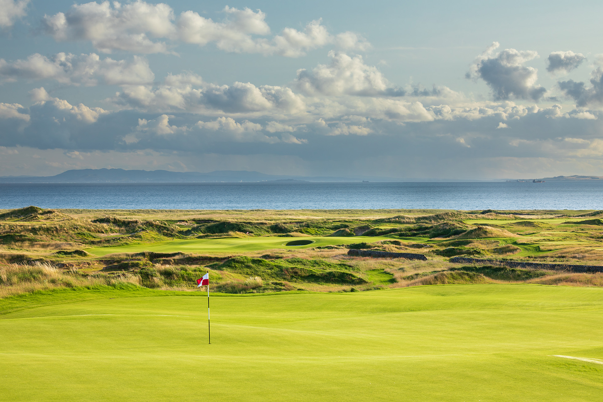 Perfect greens at Dumbarnie Links, Fife, Scotland