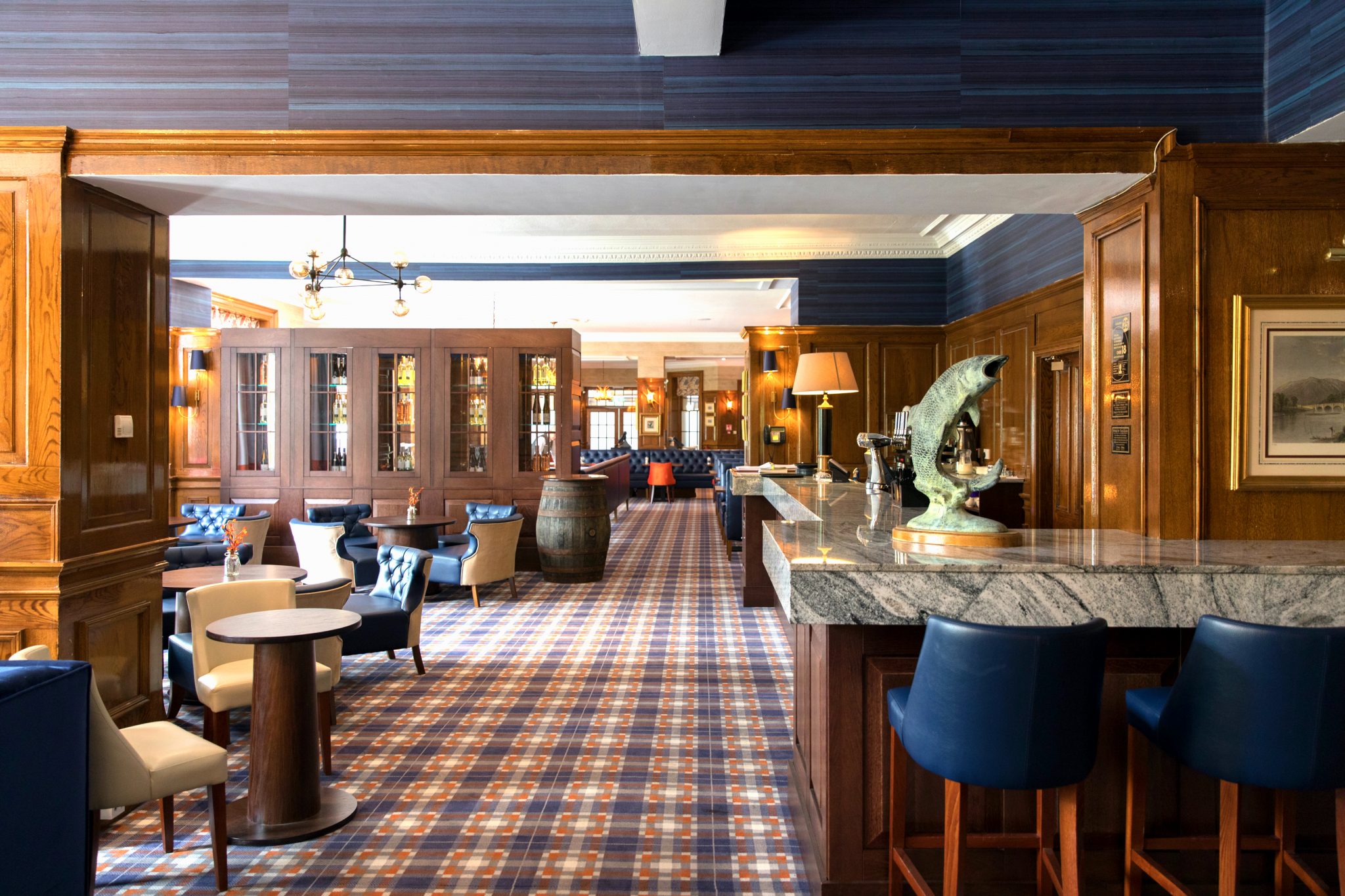 The welcoming bar at Dunkeld House Hotel, Perthshire, Scotland