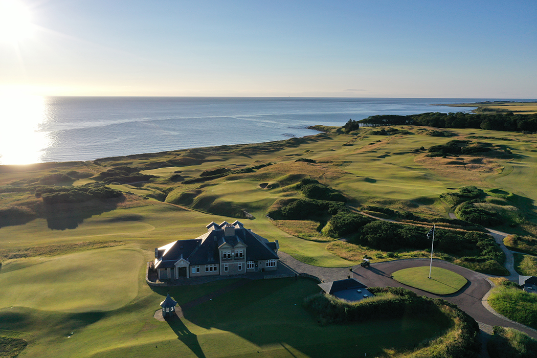Bird's eye view at Kingsbarns Golf Links, St Andrews, Scotland. Golf Planet Holidays